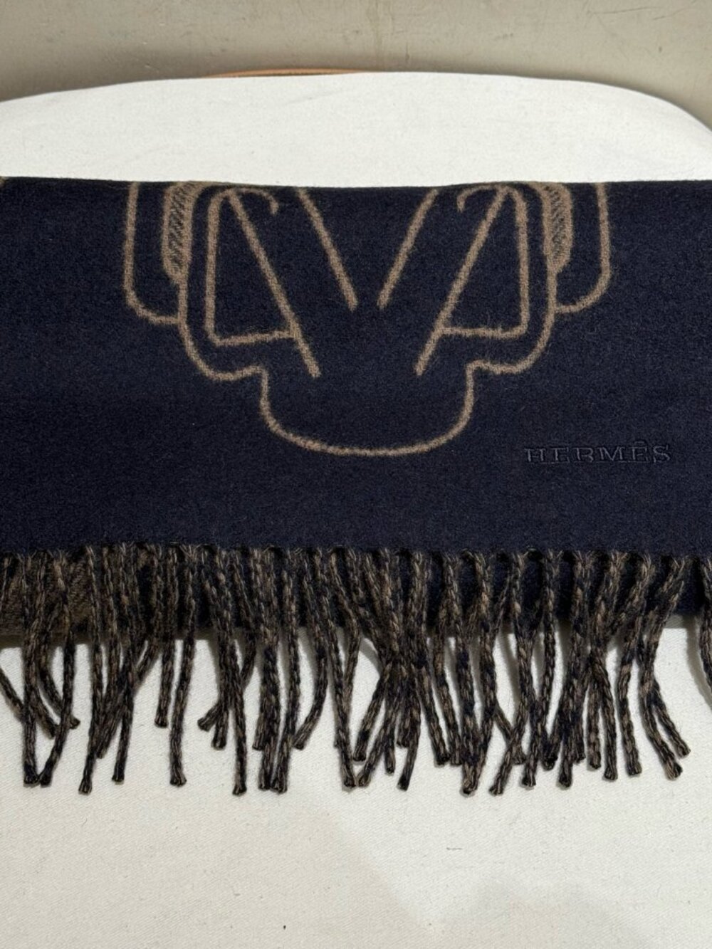 Hermès Tete‑a‑Tete Equestre 100% Cashmere Scarf